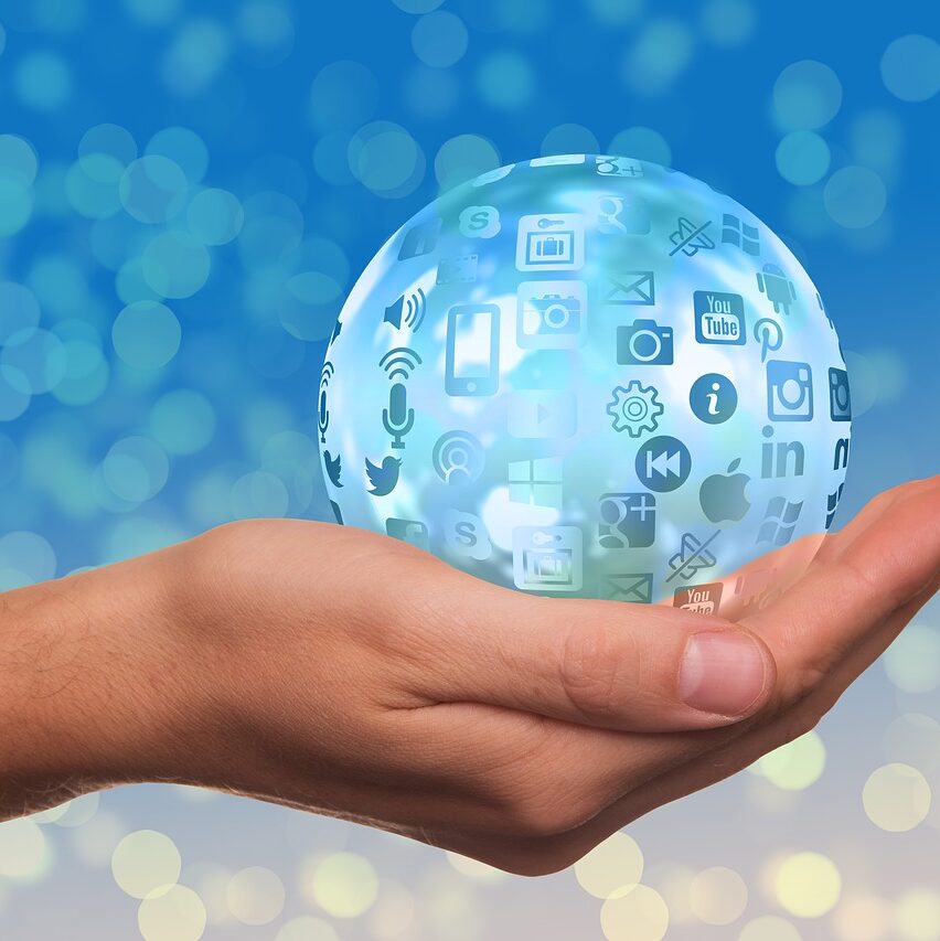 social media, icon, hand
